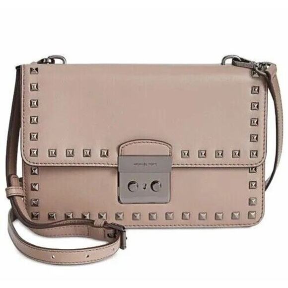 Michael Kors Sloan Studded Gusset Crossbody MK Logo Lining Push Lock $268 NEW - Picture 1 of 11
